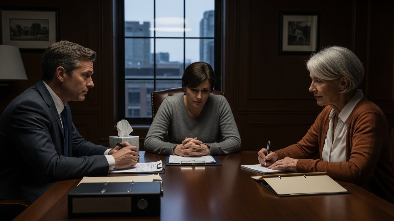 Person consulting therapist and lawyer to document emotional trauma for a personal injury claim