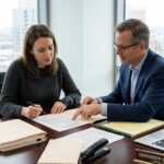 Personal injury client reviewing a pre-settlement funding agreement before signing